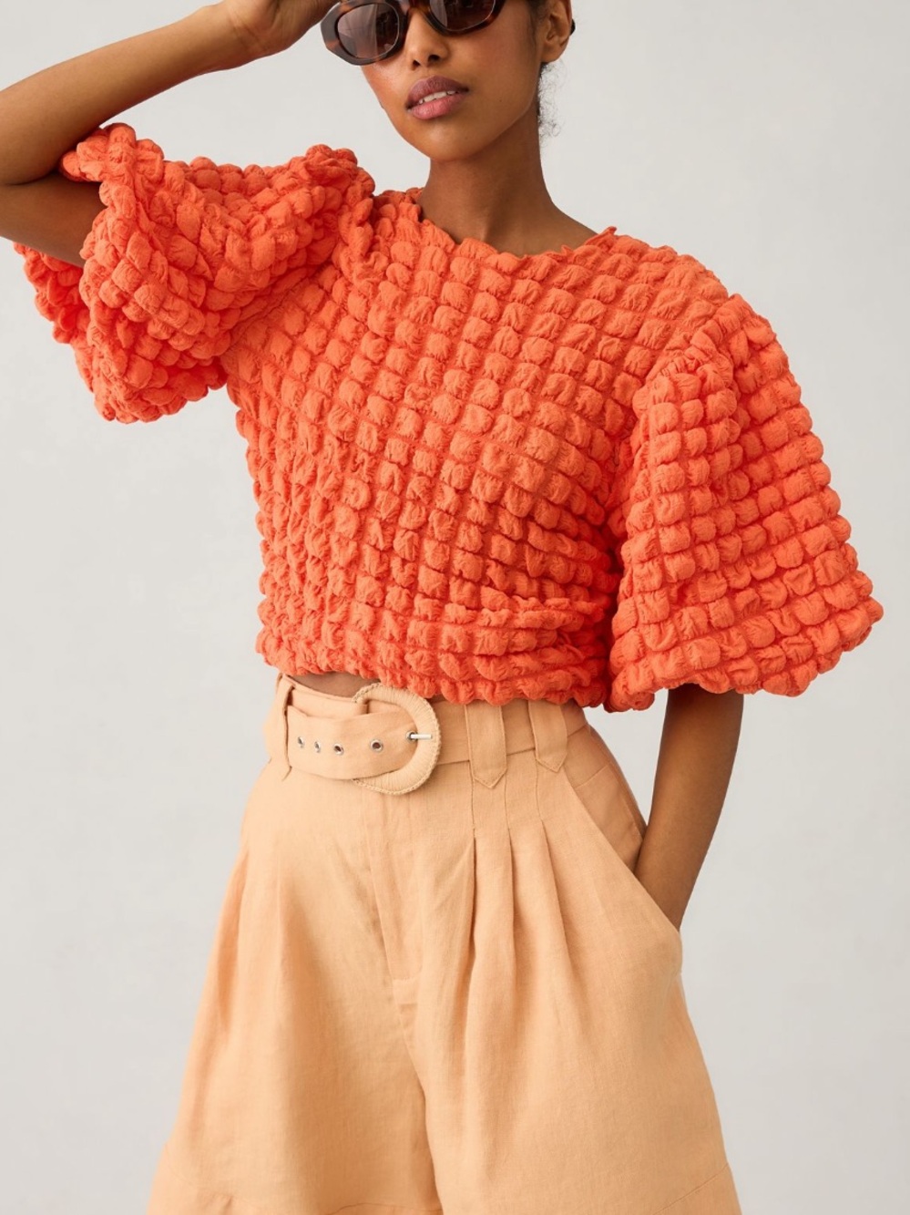Anthropologie Eri Ali Textured Puff-Sleeve Top XS